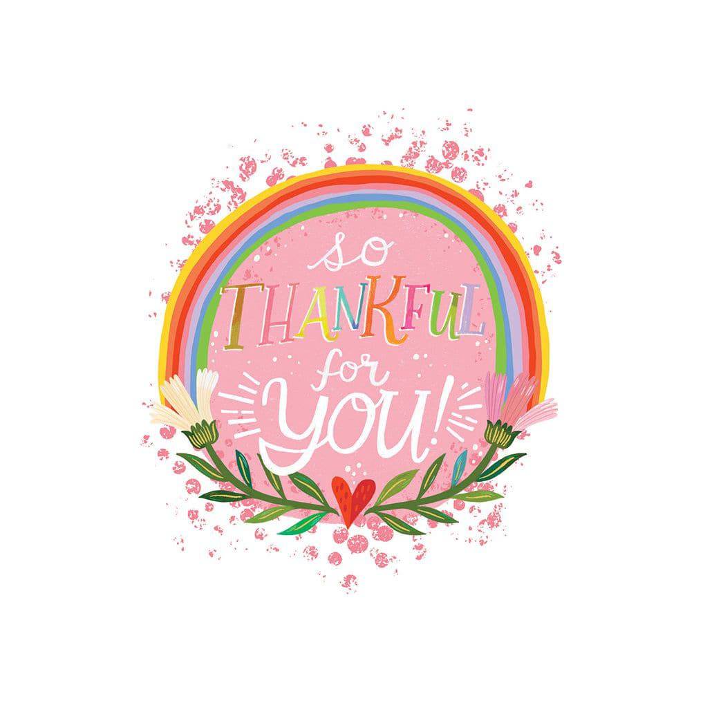 Colorful rainbow thank you card from Pictura's everyday card collection, featuring vibrant rainbow design and "Thank You" message.
